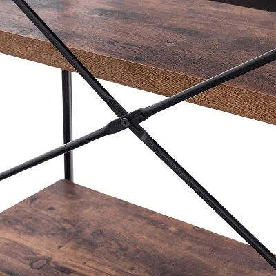 Costway 5-Tier Bookshelf, Industrial Etagere Bookcase, Rustic Display Shelf Organizer - Image 8