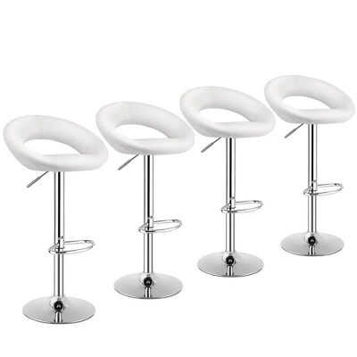 Costway Set Of 4 Adjustable Bar Stools Swivel Pub Chairs Barstools PU Leather White/Black - Image 10