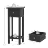 Costway 2PCS 2 Tier End Bedside Sofa Side Table With Drawer Shelf Acacia Wood Nightstand Black