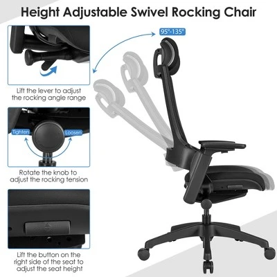 Costway Executive Office Chair Adjustable Task Chair W/Sliding Seat & 3D Armrest - Image 4
