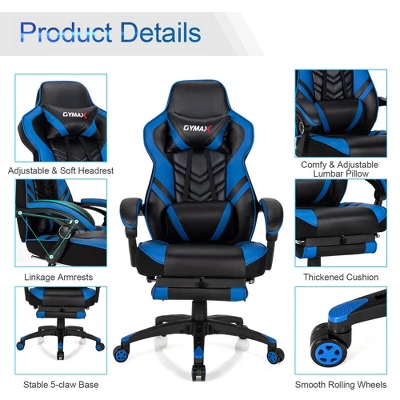 Costway Office Computer Desk Chair Gaming Chair Adjustable Swivel W/Footrest - Image 9