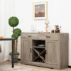 Costway Kitchen Storage Buffet Cabinet Farmhouse Wooden Sideboard W/2 Drawer & Wine Rack