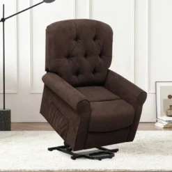 Costway Power Lift Recliner Chair Sofa For Elderly W/ Side Pocket & Remote Control BlackBrown
