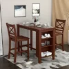 Costway 3PCS Counter Height Pub Dining Table Set W/ Storage Shelves&2 Bar Chairs