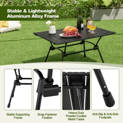 Costway Heavy-Duty Aluminum Camping Table, Folding Outdoor Picnic Table With Carrying Bag - Image 4