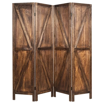 Costway 4Panels Folding Wooden Divider W/ V-shaped Design 5.6Ft Tall - Image 11