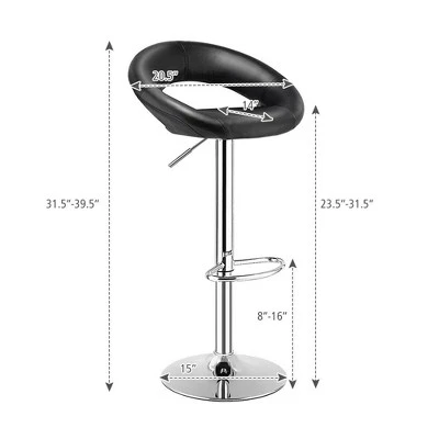 Costway Set Of 4 Adjustable Bar Stools Swivel Pub Chairs Barstools PU Leather White/Black - Image 3