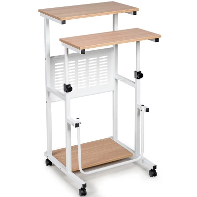 Costway Height Adjustable Computer Standing Desk W/wheels & Footrest - Image 8