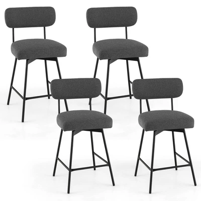 Costway Set Of 4 Swivel Bar Stools Counter Height Upholstered Kitchen Dining Chair Gray/Beige - Image 10