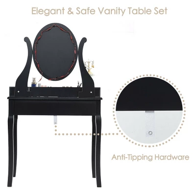 Costway Vanity Table Set W/10 Light Bulbs And Touch Switch Makeup Dressing Table - Image 7