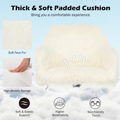 Costway Synthetic Swivel Office Chair Adjustable Task Chair Fluffy Vanity Chair - Image 4