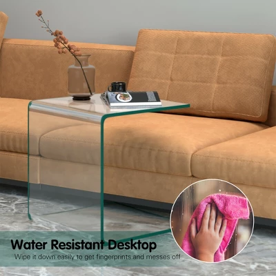 Costway Tempered Glass End Table Transparent Sofa Side Accent Table Living Room - Image 3