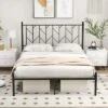 Costway Full/Qween/Twin Size Metal Platform Bed Frame Vintage Headboard Mattress Foundation Black