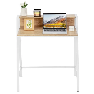 Costway 2 Tier Computer Desk PC Laptop Table Study Writing Home Office Natural - Image 9