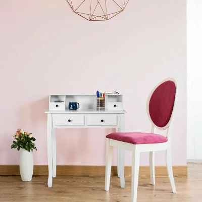 Costway Home Office Computer Desk Writing Desk With 4 Drawer White