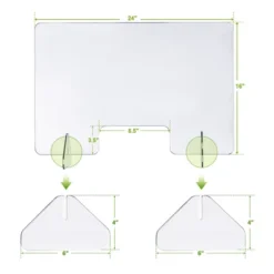 Costway 1/2PCS 24'' X 16'' Protective Plexiglass Sneeze Guard Acrylic Shield For Counter