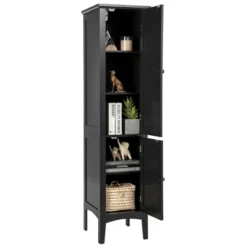 Costway Freestanding Bathroom Storage Cabinet Linen Tower Kitchen Living Room GreyBlackBrownWhite