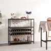 Costway Rustic 5-tier Wine Rack Table 22 Bottle Wine Cabinet Freestanding With Glass Holder