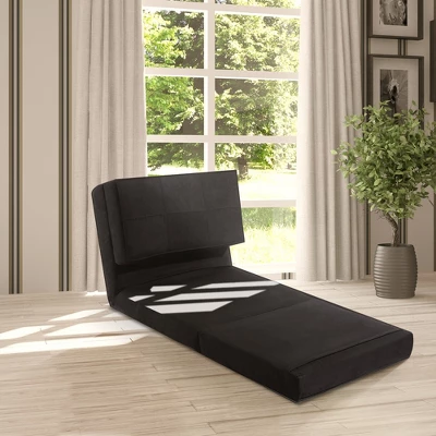 Costway Convertible Fold Down Chair Flip Out Lounger Sleeper Bed Couch Black - Image 3