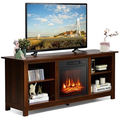 Costway 58'' 2-Tier Fireplace TV Stand W/18'' 1400W Electric Fireplace 65'' - Image 11