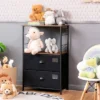 Costway 2 Drawer Dresser W/Shelf Storage Tower Nightstand End Table Chest Black