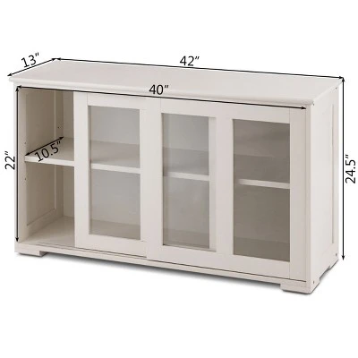 Costway Kitchen Storage Cabinet Sideboard Buffet Cupboard W/ Sliding Door - Image 2