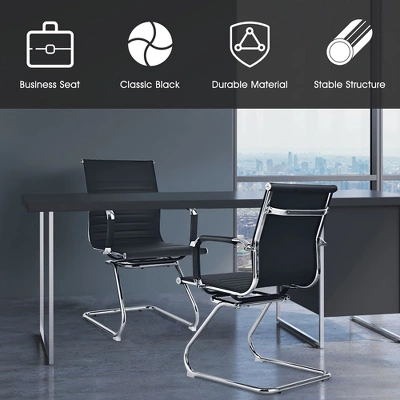 Costway Set Of 4 Office Chairs Waiting Room Chairs For Reception Conference Area - Image 4