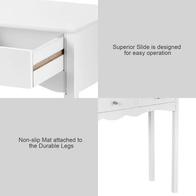 Costway Console Table Hall Table Side Table Desk Accent Table 3 Drawers Entryway White - Image 3