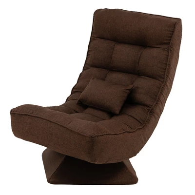 Costway 360° Swivel Floor Chair 5-Level Adjustable Lazy Chair W/ Massage Pillow GreyBlackBrown - Image 11