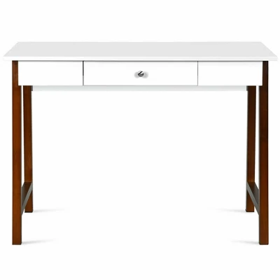 Costway Computer Desk Laptop PC Writing Table Makeup Vanity Table W/Drawer And Wood Legs - Image 5