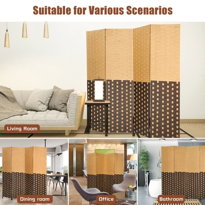 Costway 4 Panel Folding Room Divider Weave Fiber Privacy Partition Screen 6FT Tall - Image 5