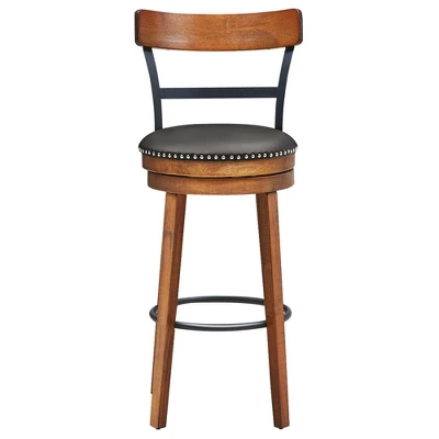 Costway 30.5'' BarStool Swivel Pub Height Kitchen Dining Bar Chair With Rubber Wood Legs - Image 3