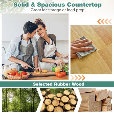 Costway Rolling Kitchen Cart Island Heavy Duty Storage Trolley Cabinet Utility Black - Image 9