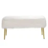 Costway Fauxfur Ottoman Bench Modern Vanity Bench Stool W/ Golden Legs WhitePink