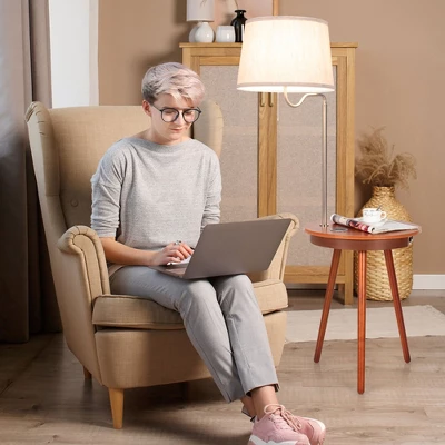 Costway End Table Lamp Bedside Nightstand Lighting With Wireless Charger NaturalCoffee - Image 9