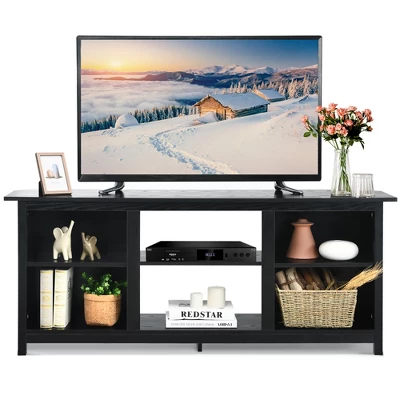 Costway TV Stand 58 Inch Entertainment Media Console Center Up To 65 Inch Coffee Or Black With 2 Tiers - Image 11