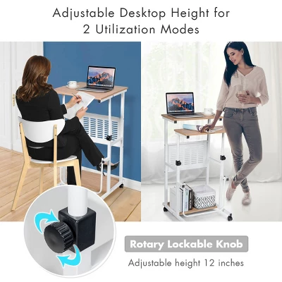 Costway Height Adjustable Computer Standing Desk W/wheels & Footrest - Image 5