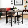 Costway 3 PCS Counter Height Dining Set Faux Marble Table 2 Chairs Kitchen Bar Furniture