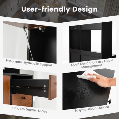 Costway 71'' Tall Kitchen Pantry Buffet Hutch Freestanding Storage Cabinet 4 Doors White/Walnut - Image 9