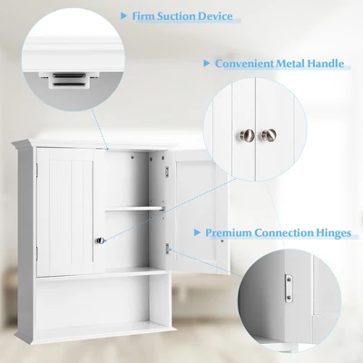 Costway Wall Mount Bathroom Cabinet Storage Organizer Medicine Cabinet White - Image 8