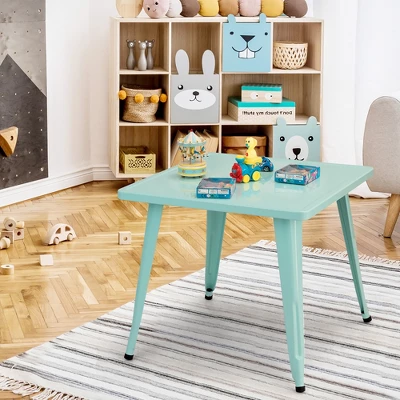 Costway Kids Steel 27'' Square Table Children Play Learn Activity Table Indoor Outdoor - Image 2