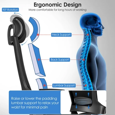 Costway Executive Office Chair Adjustable Task Chair W/Sliding Seat & 3D Armrest - Image 5
