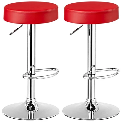 Costway Set Of 4 Round Bar Stool Adjustable Swivel Pub Chair W/ Footrest WhiteRedBlack - Image 10