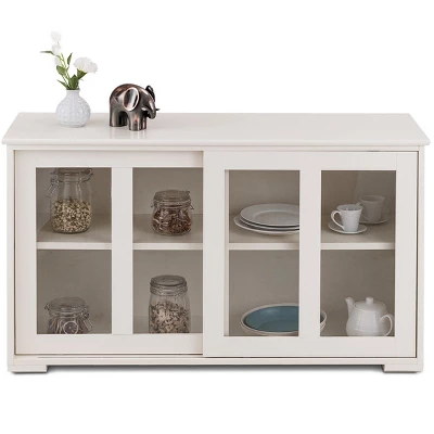 Costway Kitchen Storage Cabinet Sideboard Buffet Cupboard W/ Sliding Door - Image 9