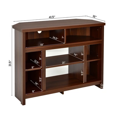 Costway Corner TV Stand Entertainment Console Center W/Adjustable Shelves - Image 3