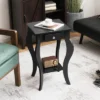 Costway End Side Table With Drawer Bottom Shelf Accent Nightstand Bedroom WhiteBlackBrown