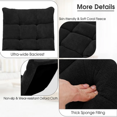 Costway Adjustable 14-Position Floor Chair Folding Lazy Gaming Sofa Chair Cushioned-Black - Image 6