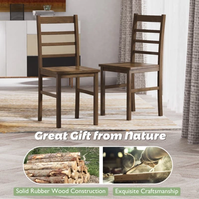 Costway Dining Chair Set Of 4 Modern Kitchen Wood Chairs W/ Solid Rubber Wood Structure - Image 6