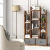 Costway Industrial Bookshelf Rustic Wooden Shelf Organizer With 2 Non-woven Fabric Drawer