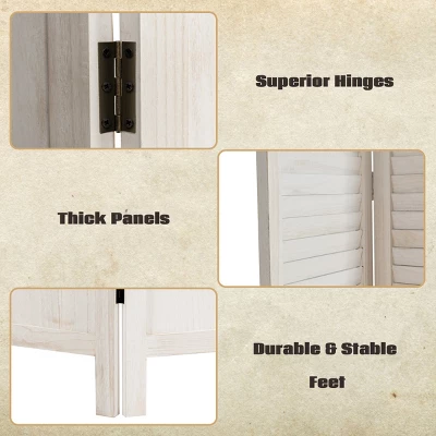 Costway 4 Panel Folding Privacy Room Divider Screen Home Furniture 5.6 Ft Tall White - Image 4